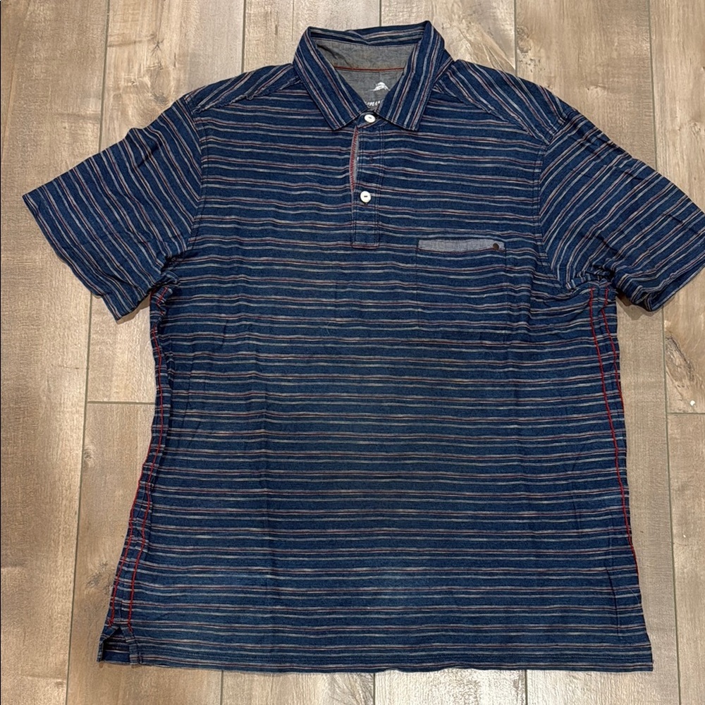 Tommy Bahama Men's Blue Striped Shirt in size Medium